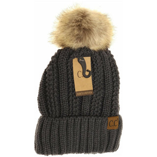 Fur Lined And Fur Pom Beanie - Bray and Em Boutique