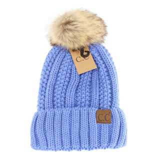 Fur Lined And Fur Pom Beanie - Bray and Em Boutique