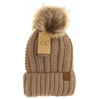 Fur Lined And Fur Pom Beanie - Bray and Em Boutique