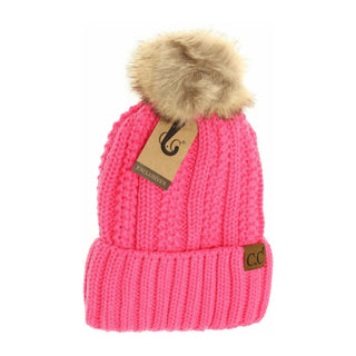 Fur Lined And Fur Pom Beanie - Bray and Em Boutique