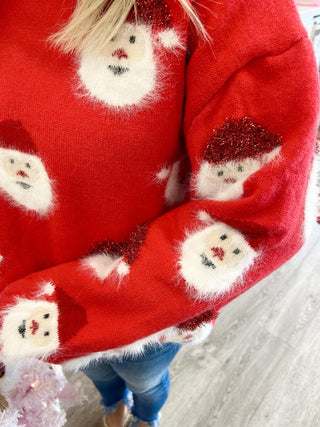 Fuzzy Santa Holiday Sweater - Bray and Em Boutique