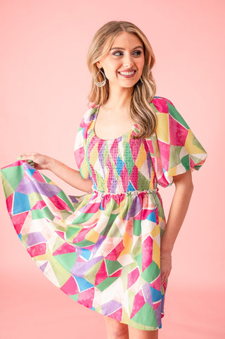 Girly Event Geometric Print Mini Dress - Bray and Em Boutique