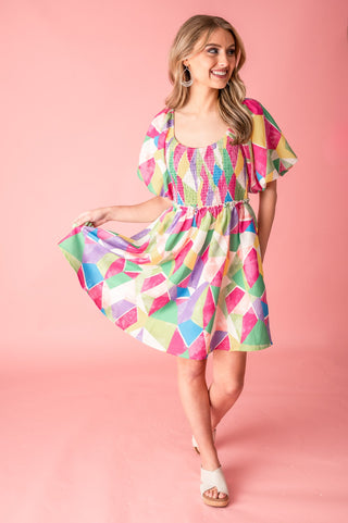 Girly Event Geometric Print Mini Dress - Bray and Em Boutique