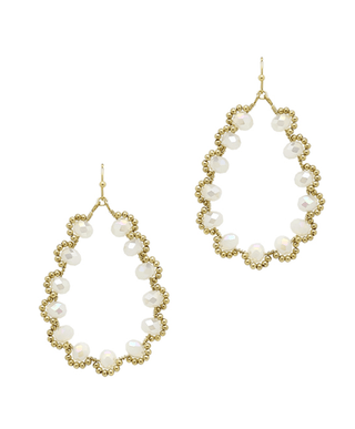 Glass Bead Flower Wrap Teardrop Earrings - Bray and Em Boutique