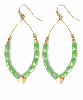 Glass Bead Wired Oval Earrings - Bray and Em Boutique