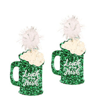 Glitter Pompom Saint Patrick's Post Earrings - Bray and Em Boutique