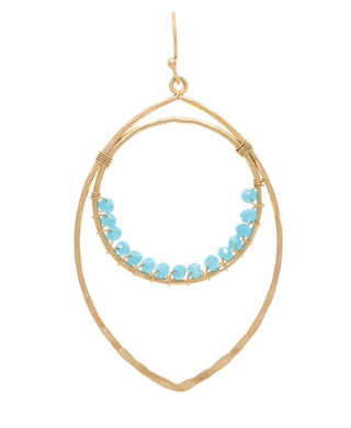 Gold Ellipse Blue Bead Circle Center Earring - Bray and Em Boutique