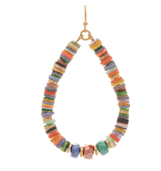 Gold Multicolor Stone Mix Bead Teardrop Earring - Bray and Em Boutique