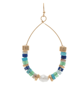 Gold Multicolor Stone Stack Bead Teardrop Earring - Bray and Em Boutique