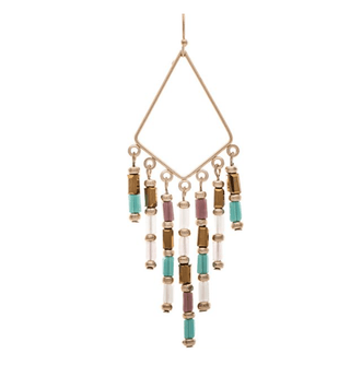 Gold Multicolor Tube Bead Fringed Earring - Bray and Em Boutique