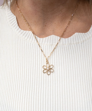 Gold Open Flower Necklace - Bray and Em Boutique