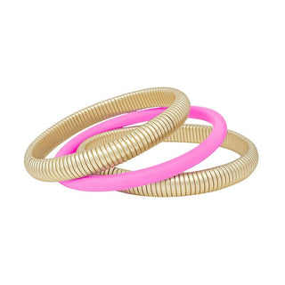 Gold Textured and Rubber Coated Bracelet Set - Bray and Em Boutique