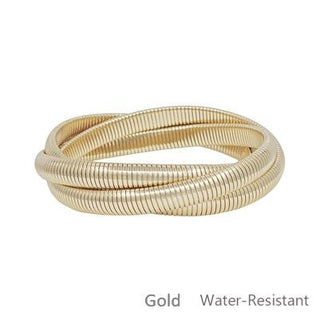 Gold Twisted Metal Stretch Bracelet - Bray and Em Boutique