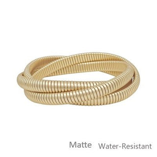 Gold Twisted Metal Stretch Bracelet - Bray and Em Boutique