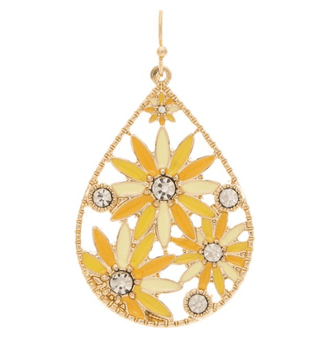 Gold Yellow Crystal Gem Enamel Daisy Earring - Bray and Em Boutique