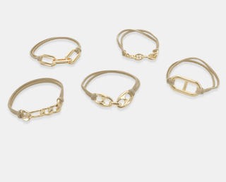 Gold/Silver Tan Hair Tie - Bracelet Set of 5 - Bray and Em Boutique