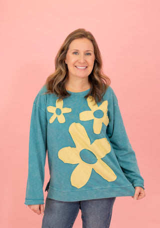 Good Grace Floral Patch Sweatshirt - Bray and Em Boutique