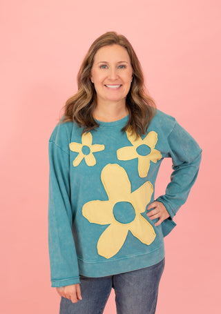 Good Grace Floral Patch Sweatshirt - Bray and Em Boutique