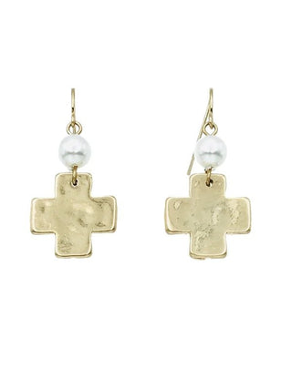 Grace & Pearls Gold Cross Earrings - Bray and Em Boutique