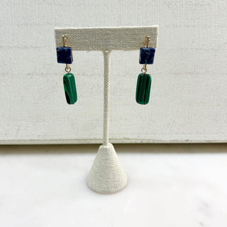 Green Square & Rectangle Drop Earrings - Bray and Em Boutique