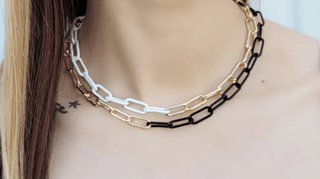 Half Enamel Paperclip Chain Necklace - Bray and Em Boutique