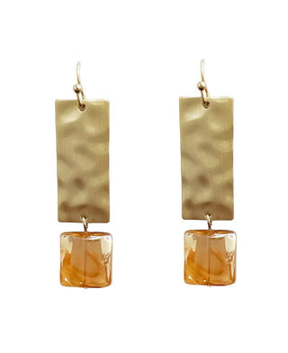 Hammered Metal Linked Crystal Earring - Bray and Em Boutique