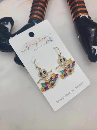Happy Halloween Skeleton Earrings - Bray and Em Boutique