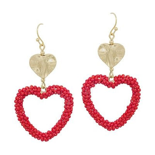 Heart Dangle Seed Bead Earrings - Bray and Em Boutique