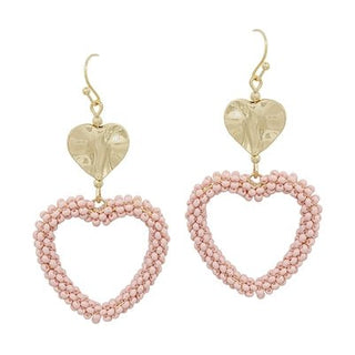 Heart Dangle Seed Bead Earrings - Bray and Em Boutique