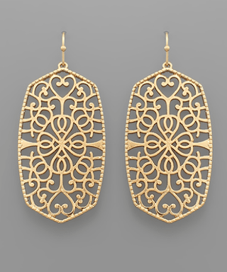 Heart Scroll Hexagon Earrings - Bray and Em Boutique