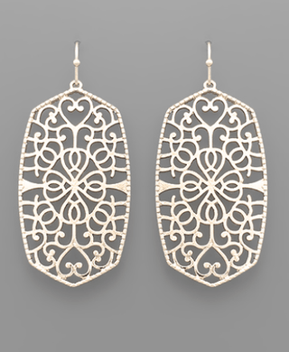 Heart Scroll Hexagon Earrings - Bray and Em Boutique