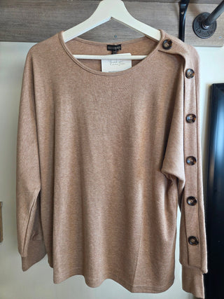 Hedy Button Detail Top - Bray and Em Boutique