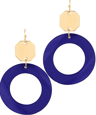 Hexagon & Wood Circle Earrings - Bray and Em Boutique