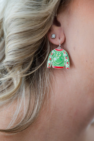 HO, HO, HO Grinchy Sweater Earring - Bray and Em Boutique