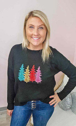 Holiday Glitter Tree Sweater - Bray and Em Boutique