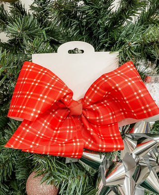 Holiday Print Hair Bows - Bray and Em Boutique