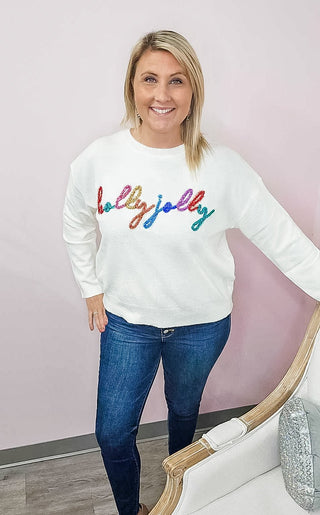 Holly Jolly Glitter Sweater - Bray and Em Boutique