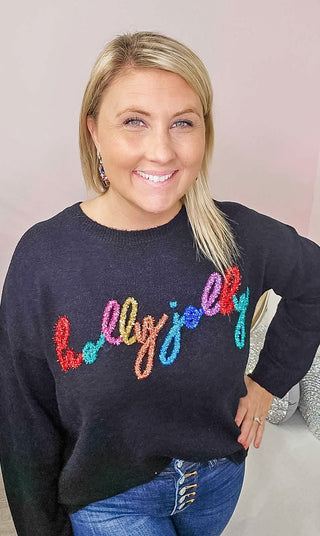 Holly Jolly Glitter Sweater - Bray and Em Boutique