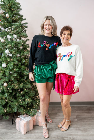 Holly Jolly Glitter Sweater - Bray and Em Boutique