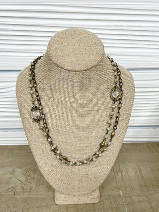 Hourglass Champagne Bead Necklace - Bray and Em Boutique