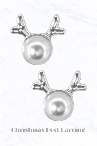 Reindeer Pearl Stud Earrings