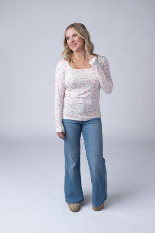 IN STOCK Alyssa Long Sleeve Top - Pretty in Pink Floral - Bray and Em Boutique