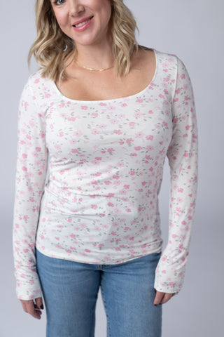 IN STOCK Alyssa Long Sleeve Top - Pretty in Pink Floral - Bray and Em Boutique