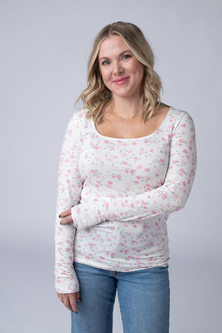 IN STOCK Alyssa Long Sleeve Top - Pretty in Pink Floral - Bray and Em Boutique