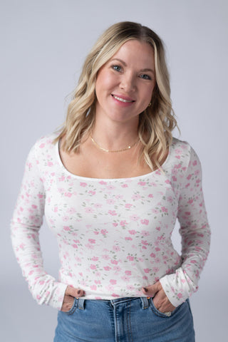 IN STOCK Alyssa Long Sleeve Top - Pretty in Pink Floral - Bray and Em Boutique