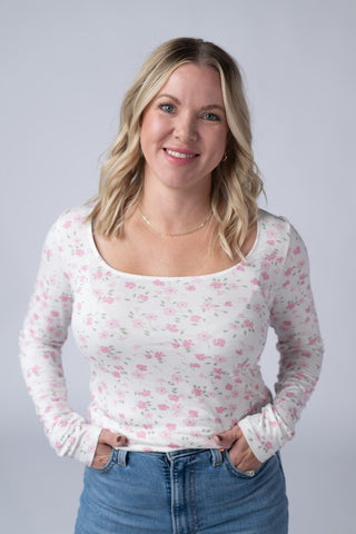 IN STOCK Alyssa Long Sleeve Top - Pretty in Pink Floral - Bray and Em Boutique