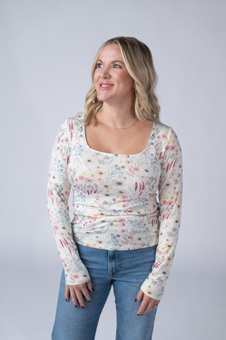 IN STOCK Alyssa Long Sleeve Top - Wildflower Gardens - Bray and Em Boutique