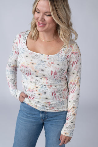 IN STOCK Alyssa Long Sleeve Top - Wildflower Gardens - Bray and Em Boutique