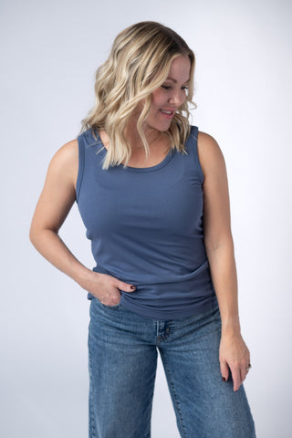 IN STOCK Ava Tank - Blue - Bray and Em Boutique