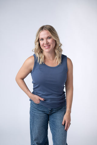 IN STOCK Ava Tank - Blue - Bray and Em Boutique